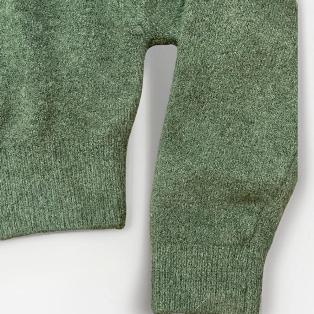 NWOT Zara Soft Knit Cardigan Army Green Button Front Sweater Large - Picture 7 of 11